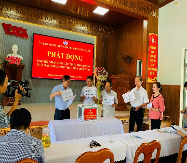 Ủy ban MTTQ Việt Nam thị trấn Núi Thành phát động ủng hộ đồng bào miền Bắc khắc phục thiên tai